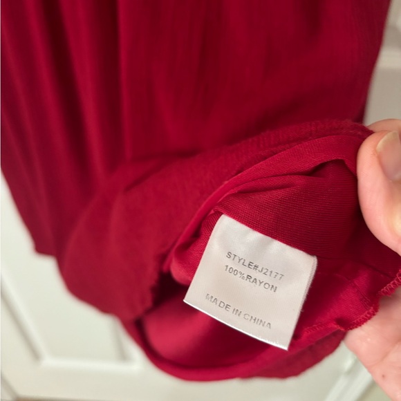 Jodifl Dress classy burgundy embroidery deep v-neck mini long sleeve - Picture 9 of 13